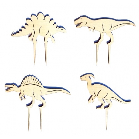 Dinozaury drewniane małe Pikkery topper 4 sztuki