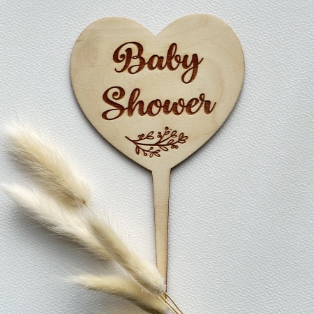 Baby shower Grawer w sercu Topper